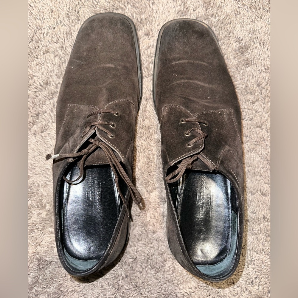 salvatore ferragamo brow suede dress shoes